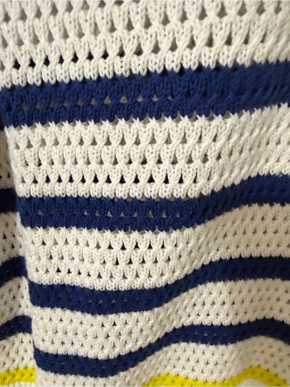 Rosenthal Knit Top in White with Navy Trim and Pink Accent